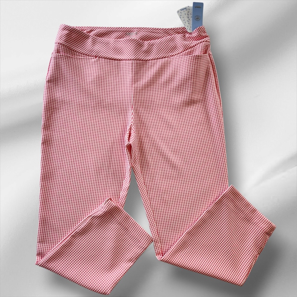 NWT Acegolfs Women's Golf Pants Pink Gingham Checkered Pull On Stretch XXL